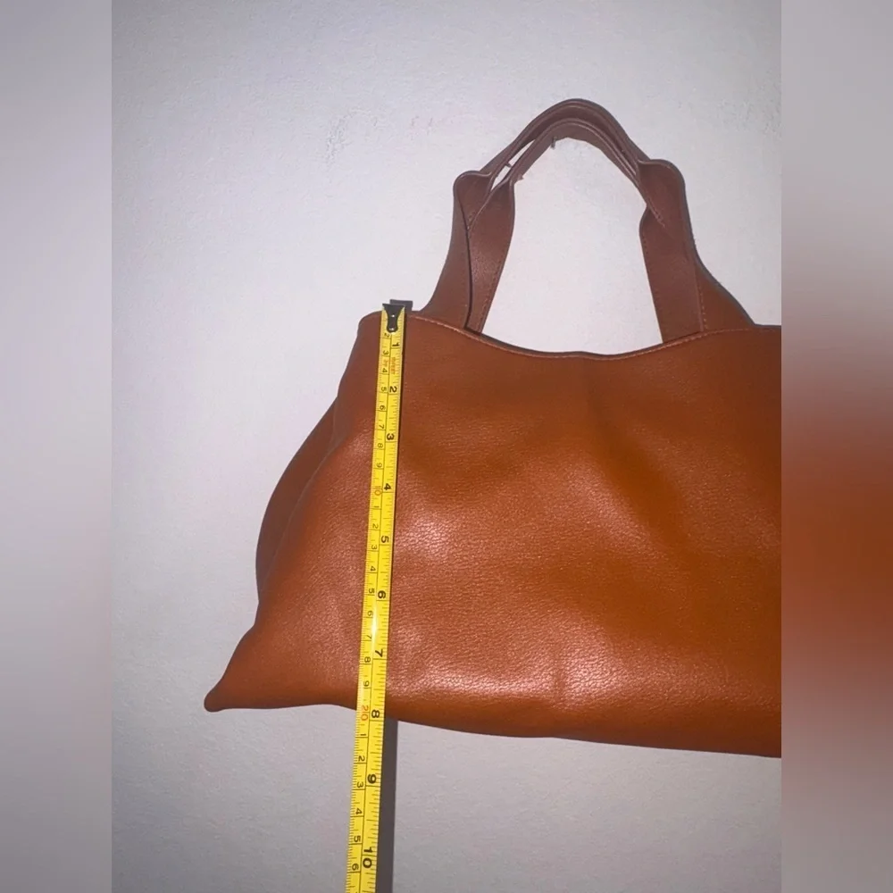 Faux Leather Work Tote Handbag - Picture 5 of 17